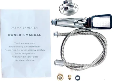 Immagine prodotto di Scaldabagno - Scaldabagno istantaneo a gas propano - Acqua calda immediata - Campeggio all'aperto - Set doccia - CE - Acciaio inossidabile - 3000 L - Grigio chiaro
