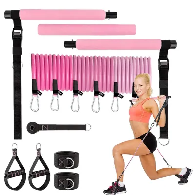 Immagine prodotto di Kit Pilates con elastici di resistenza e barra regolabile per uso domestico