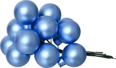Produktbild von Weihnachtskugeln am Draht 2cm Glas 12 Stück - Himmelblau matt