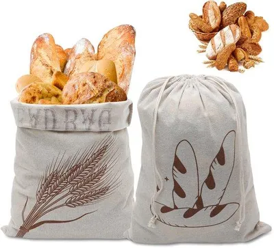 Productafbeelding van Ibenzoa® Broodzakken met ademend TPU-voering – set van 2 (40 x 30 cm), linnen, BPA-vrij, met trekkoord, ideaal voor vers brood