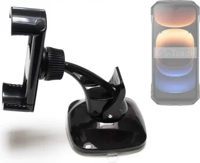 Produktbild von K-S-Trade kompakte Handy-Halterung Windschutzscheibe kompatibel mit Doogee V Max Plus Armaturenbrett schwarz Autohalterung KFZ Halter