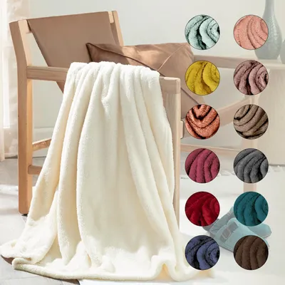 Produktbild von ENGLISH HOME Kuscheldecke Flauschig Decke, Flanell Fleecedecke, Warm Wolldecke, Weich Sofadecke, Hochwertige Couchdecke, Zeltlager, Picknick, Außenbereich, Strand, Blanket Wohndecke, Softy, Creme