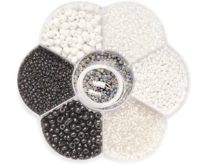 Produktbild von Glorex Perlenmix schwarz/weiss Farbe: schwarz/weiß