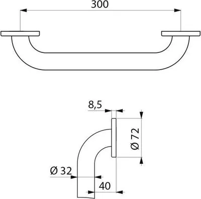 Zdjęcie produktu dla Delabie poręcz D32 L300mm Edst. sat.