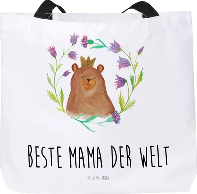 Produktbild von Mr. & Mrs. Panda Tote Bag Bär Königin - Weiß - Geschenk, Tasche, Lieblingsmensch, Mom, Mama, Mutti, Muttertag, Tragetasche, Laptoptasche, Strandtasche, Reisetasche, Teddy