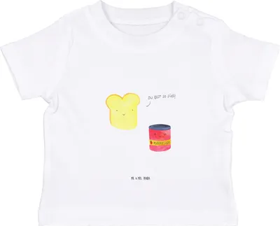 Produktbild von Mr. & Mrs. Panda  T-Shirt Toast Marmelade 6. - 12. Monat - Weiß - Geschenk, Baby, Süß, Babyshirt, Kleinkind Shirt, Kurzarmshirt, Dreamteam, Toastbrot, Küche Spruch