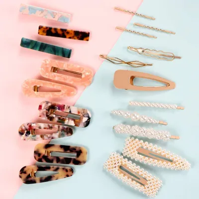 Produktbild von Modisches Haarspangen-Set, 18-teiliges Set mit Perlenhaarspangen aus Acrylharz für dickes Haar, Haarspangen und Haarnadeln für Damen und Mädchen, Styling-Werkzeuge für den Kopf.
