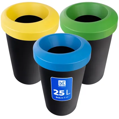 Zdjęcie produktu dla KADAX Pojemnik na śmieci, pojemnik na śmieci, 25 l, do segregacji odpadów, kosz na śmieci, 3 sztuki