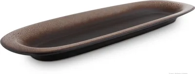 Produktbild von Original Bunzlauer Keramik Servierplatte Platte Teller schmal länglich oval 44,4x15,1x3cm Design ZACIEK (Braun)