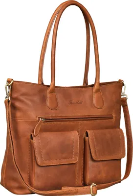 Produktbild von Benthill Damen Shopper Leder - Handtasche mit Reißverschluss - Vintage Ledertasche / Umhängetasche - Schultertasche Schulterbeutel - Echtleder Beutel