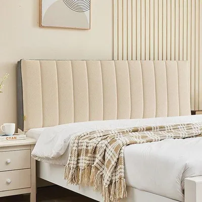 Produktbild von Famanu Kopfteilbezug Stretch Kopfteilbezug aus Teddy-Velours - 360° Rundum-Abdeckung für Einzel-, Kingsize- und Doppelbetten (Hellbraun, 190 * 60 *