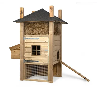 Zdjęcie produktu dla Kurnik Fatmoose Henhouse Haven z drewna z wybiegami – 110 x 110 x 190 cm