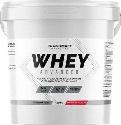 Image de Whey protéine - Superset Nutrition - 100% WHEY PROTEINE ADVANCED (4KG) - Saveur Fraise Yogourt