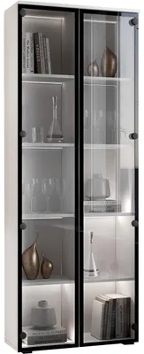 Produktbild von Vitrine FIGO 04, weiß, PUSH-TO-OPEN, 180 cm hoch, 70 cm breit, 40 cm tief