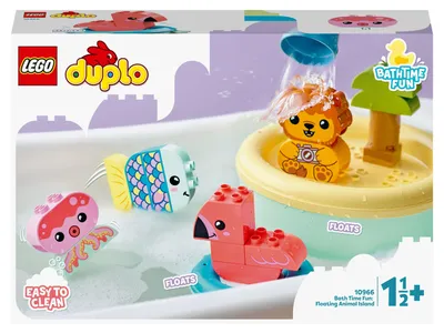 Produktbild von LEGO 10966 DUPLO Badewannenspaß: Schwimmende Tierinsel, Badespielzeug für Babys und Kleinkinder von 1,5 - 3 Jahre, Badewannenspielzeug, Lernspielzeug für Jungen und Mädchen