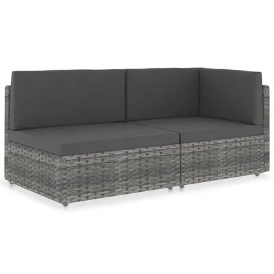 Zdjęcie produktu dla Sofa modułowa 2-osobowa, rattan PE, szara