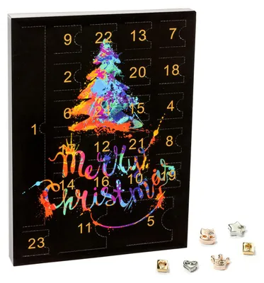 Produktbild von VALIOSA Mode-Schmuck Adventskalender mit 1 Kette, 3 Armbänder, 20 Charms, das besondere Geschenk für Mädchen, Frauen & beste Freundin, schwarz, 24-teilig (1 Set)