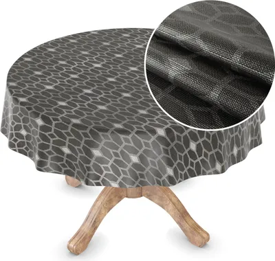 Produktbild von Tischdecke Wachstuch Premium Ornamente Grau Robust Wasserabweisend Rund 140 cm