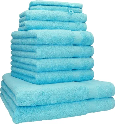Produktbild von Betz 10-tlg. Handtuch-Set PREMIUM 2 Duschtücher 4 Handtücher 2 Gästetücher 2 Waschhandschuhe  Farbe:  türkis