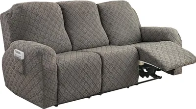Produktbild von Relaxsofa Hussen, Bezug für Relaxsessel, 8-teiliges Stretch Sofa Überwurf Weich Jacquard Sesselbezug Sofahusse mit Tasche für 3 Sitzer,Taupe