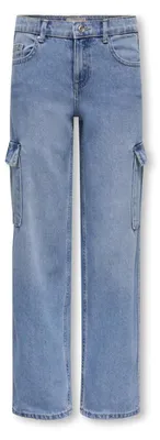 Produktbild von ONLY Mädchen Kogharmony Wide Carrot Pim Noos Cargohose, Light Blue Denim, 128 EU
