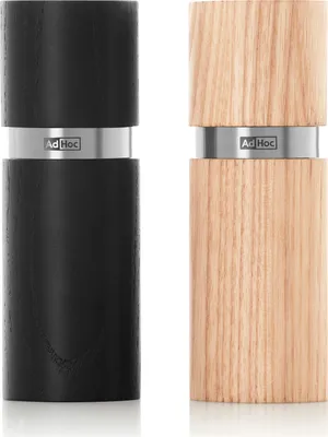 Produktbild von AdHoc MP460 Set Salzmühle und Pfeffermühle Textura 13 cm, Edelstahl | Eschenholz hell & dunkel