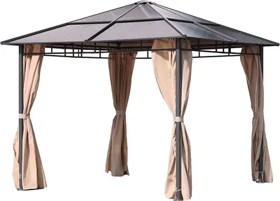 A gazebo with curtains, isolated on a white background.