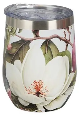 Immagine prodotto di Tazza termica, elegante, ideale come regalo. Motivo: Fiori Classici - Magnolie. Capacità: 330 ml