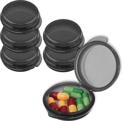 Productafbeelding van Pillenhouder, pillendoos, vitaminehouder, reisdoos, mini, 5 compartimenten, zwart