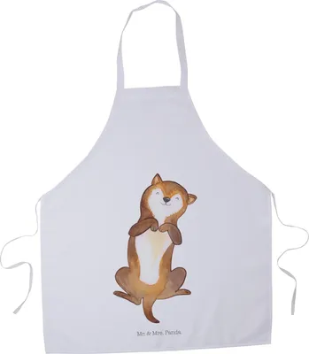 Produktbild von Mr. & Mrs. Panda Kochschürze Hund Streicheln - Weiß - Geschenk, Küchenschürze, Grill Schürze, Wauwau, Hundewelpe, Hunde, Kochkleidung, Süß, Sprüche, Küchenzubehör