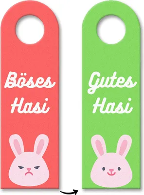 Produktbild von Gutes Hasi - Böses Hasi Hasen Türhänger in rot-grün