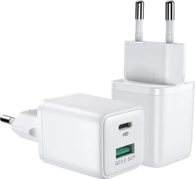 Produktbild von Joyroom Netzladegert (Eu-Stecker) Usb / Usb Typ C 30W Power Delivery Quickcharge 3.0 Afc Fcp Weiss (L-Qp303)