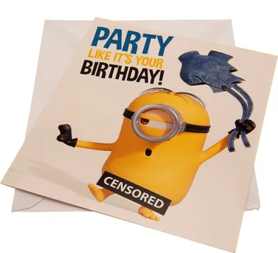 Produktbild von Minions - Geburtstagskarte "Party" - Karton TA10545 (Einheitsgröße) (Weiß/Gelb)