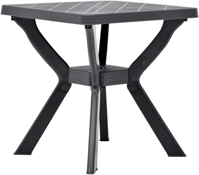 Productafbeelding van Een kunststof bistrotafel in antracietkleur, afmetingen 70x70x72 cm, geschikt voor in de tuin