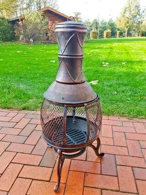 Produktbild von Terrassenofen NIL - Gusseisen Dunkelbraun 90x50x50cm | Feuerstelle Feuerkorb Garten Terrasse Holz Ofen Kamin Outdoor