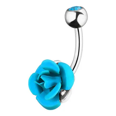 Produktbild von Taffstyle Bauchnabelpiercing Bauchnabelpiercing Schmuck Stecker Rosen Blüte, Aqua