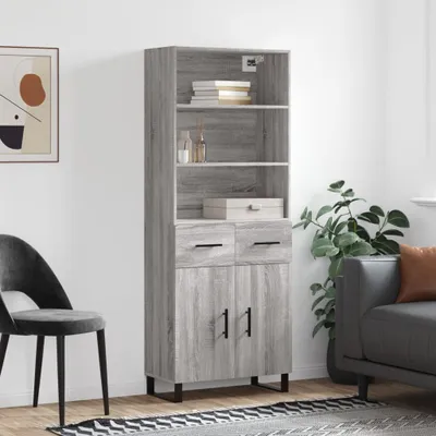 Produktbild von Highboard Grau Sonoma 69,5x34x180 cm Holzwerkstoff
