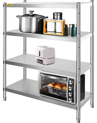 Image de Étagère de rangement - Rayonnage - Support de stockage - Étagère en acier - Étagère en acier inoxydable - 4 étagères réglables