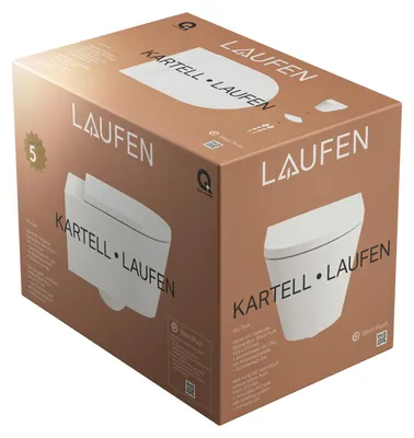 Immagine prodotto di LAUFEN Kartell Ensemble de WC suspendu, 545x370mm, à fond creux, sans rebord, y compris siège de WC avec abaissement automatique, blanc, H8663310000001, H8663310000001