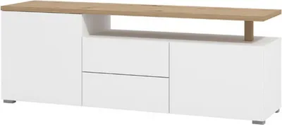 Immagine prodotto di Dmora Mobile Porta tv Melzo 154x40x56h cm Bianco Opaco, 2 Cassetti 2 Ripiani
