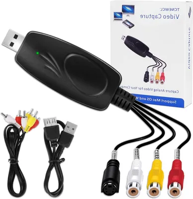 Productafbeelding van Video Capture Card - VHS Converter - Digitale Archivering - Plug & Play - USB 2.0 - Zwart