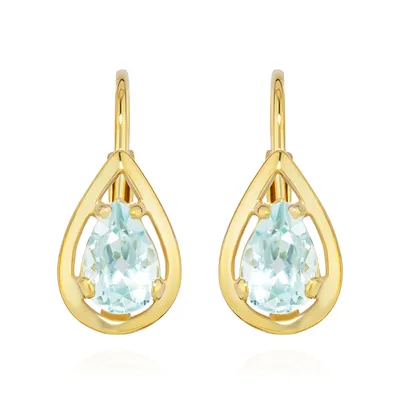 Produktbild von NKlaus Paar Brisur Ohrhänger echt Blautopas 333 Gelb Gold 8 Karat 14x6mm Damen Ohrringe 11916