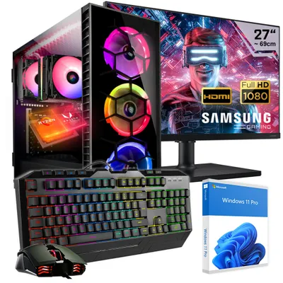 Produktbild von KRAFTPC Gaming PC Komplett-Set AMD Ryzen5 8600G - Radeon 760M  Power - 1TB M.2 NVMe SSD - 32GB DDR5 - Win11 - WLAN - Samsung 27"TFT - Tastatur/Maus