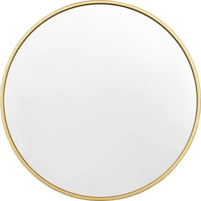 Produktbild von WOLTU Spiegel rund, moderner Wandspiegel Hängespiegel, aus Glas Metall MDF : Golden 80x80cm Farbe: Golden Size: 80x80cm
