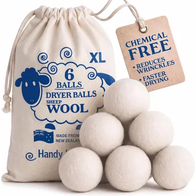 Productafbeelding van Drogerballen wol - Set van 6 stuks - Natuurlijke wasverzachter - Herbruikbaar
