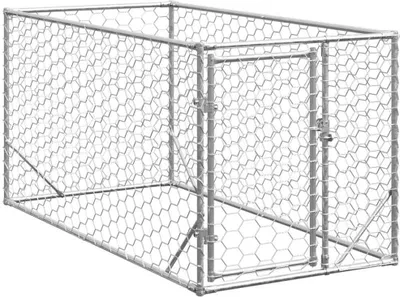 Image de Niche d'extérieur pour chien avec porte, 2 x 1 x 1 m, acier galvanisé