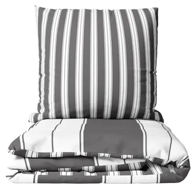 Produktbild von Bettwäsche 135x200 cm Set Grau Gestreift Baumwolle Reißverschluss Wendeseite Streifen Pflegeleicht