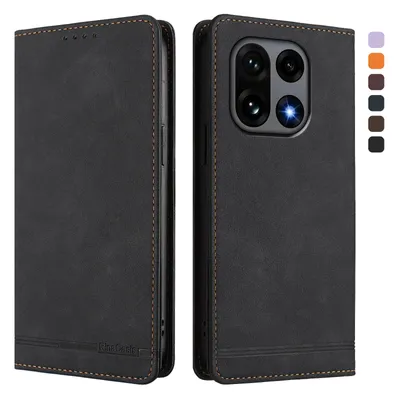 Obrázek produktu pro Pouzdro pro OnePlus 15, retroPolyuretankožené flip pouzdro s stojánkem a přihrádkami na karty Černý