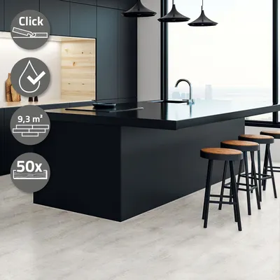 Produktbild von ML-Design Vinylboden Klick, PVC Bodenbelag Klicksystem mit Belastungsklasse 34 Klickvinyl Betonoptik 61x30,5 cm, 9,3m²/50 Dielen, Grau Zement Hell