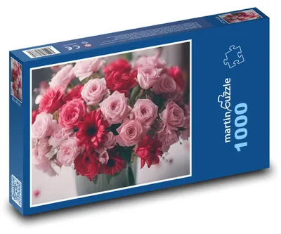 Obrázek produktu pro Puzzle 1000 Růžové květiny k narozeninám - martinpuzzle
